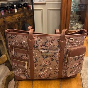 Floral Brown Tote Bag